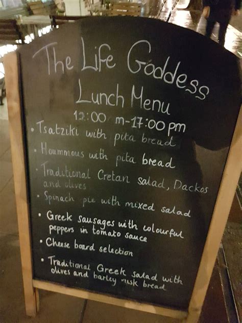 the life goddess menu|More.